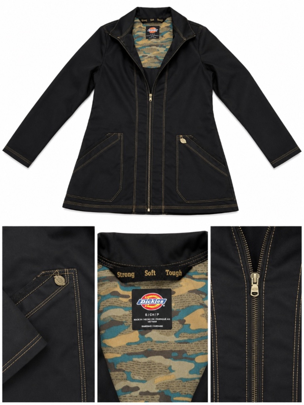 Dickies black zip-front scrub  jacket